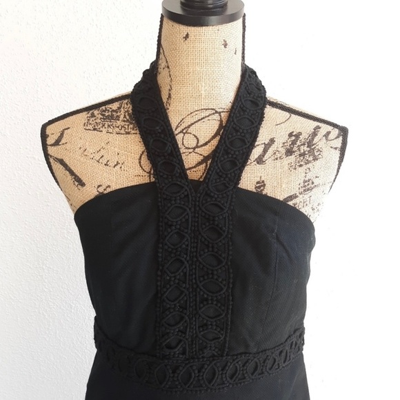 Embroidered Black Halter Dress - Picture 6 of 14